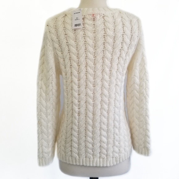 JOE FRESH NWT Ivory Cable Knit Crew Neck Sweater S - Picture 6 of 7
